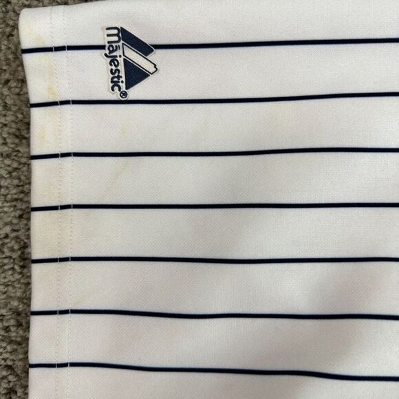 New York Yankees Majestic Jersey Mens XXL 2X White Alex Rodriguez Pin Stripe * - Picture 7 of 16